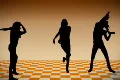 Three Silhouette Dancer, ntsc Footage