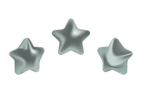 Three silver 3D star icons vector illustration design. Stock Illustration