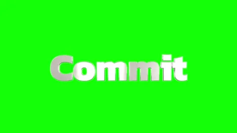 Three silver 3d text words commit appear and disappear on green screen Видео 344712654