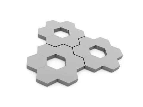Three silver abstract gears rendered isolated on white background Stock Illustration