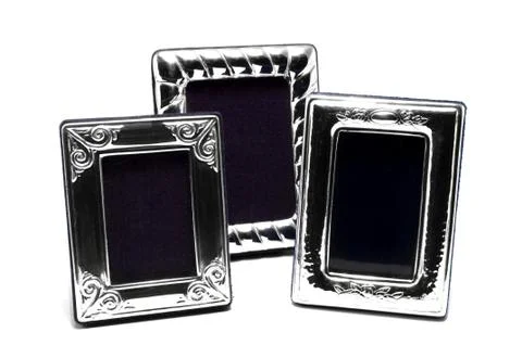Three silver carved frame isolated on white Stock Photos