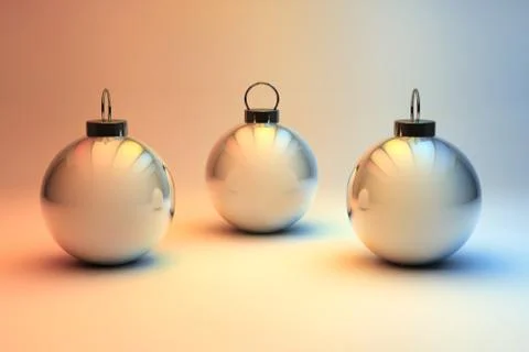 Three silver christmas baubles Stock Illustration