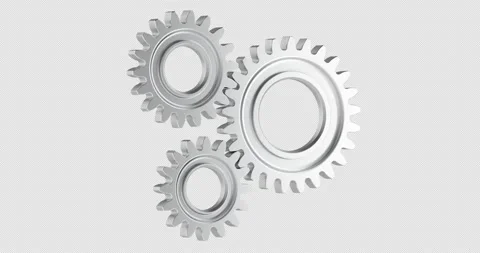 Three silver metal gears rotation animation seamlessly loopable. 3D renderi.. Stock Footage 326472240