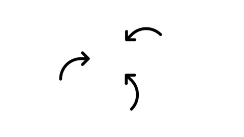 Three simple curved arrows pointing towards the center on a white background. Stock Footage 340022719
