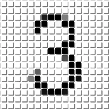 Three. Simple geometric pattern of black squares in number three Stockillustratie