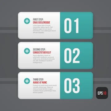 Three simple horizontal banners on grey background. EPS10. Stock Illustration