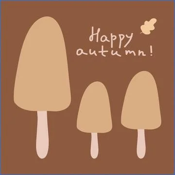 Three simple ice cream cones designed with autumn colors and the phrase Happy Stock Illustration