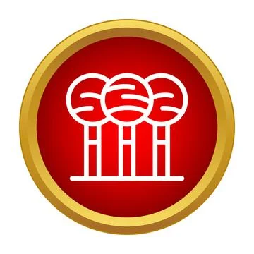 Three simple tree icons in red circle Stock Illustration