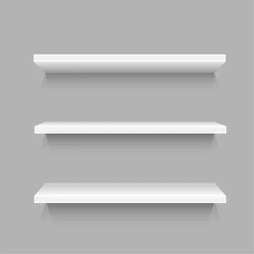 Three simple white shelves Stock Illustration