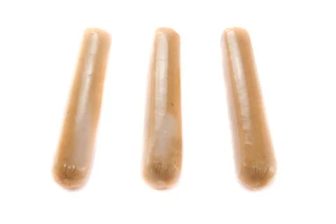 Three single sausages Stock Photos