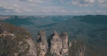 Three Sisters, Blue Mountains - Australia (Aerial) Stock Footage