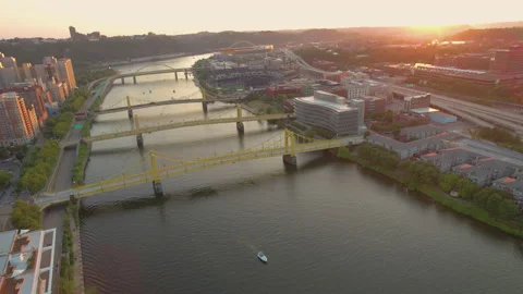 Three Sisters Bridges Sunset Stock Footage 222033935