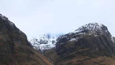 Three Sisters closer right pan Stock Footage 122122718