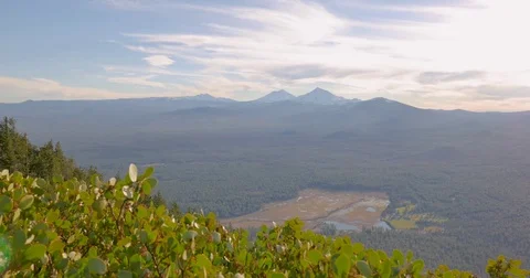 Three Sisters Mountains Landscape Stock Footage 81530400