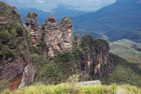 Three Sisters seen from Echo Point Lookout. Stock Photos