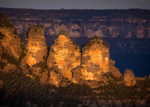Three Sisters at sunset Stock Photos