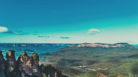 Three Sisters Time lapse, Blue Mountians, NSW, Australia Stock Footage 64956294