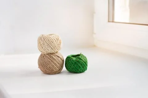 Three skeins of thread Stock Photos