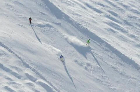 Three skiiers Stock Photos