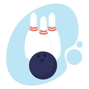Three skittles and a ball. Bowling concept. Stock Illustration