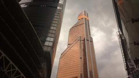 Three skyscrapers on a cloudy day Foto stock