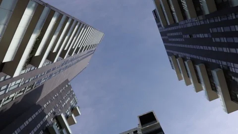 Three skyscrapers in panning upwards Stock Footage 104370493