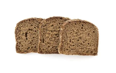 Three slice of grain black bread isolated on white, top view Foto stock