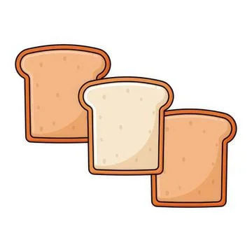 Three slices of bread with different shades on a white background Stockillustratie