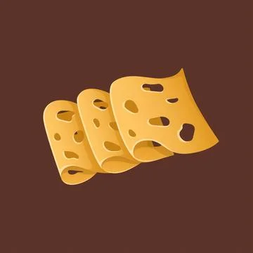 Three slices of cheese with holes. Vector illustration. Maasdam in a realis.. Stock Illustration