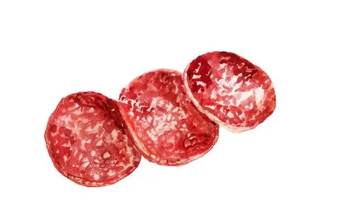 Three slices if salami Stock Illustration