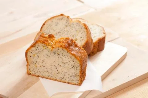 Three slices of lemon cake Stock-Fotos