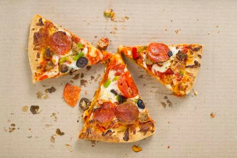 Three slices of pizza Stock Photos