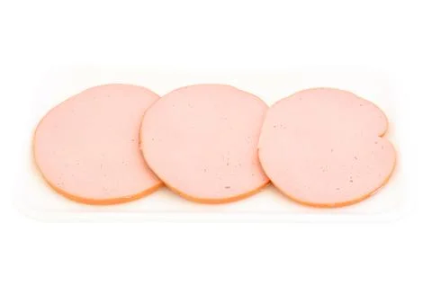 Three slices of wurst Stock-Fotos