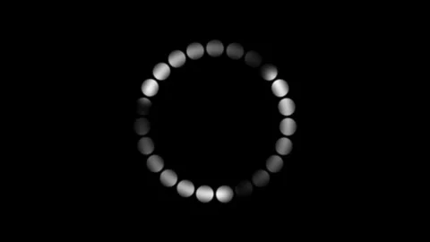 Three slowly spinning nodes behind dots in a circular pattern animation Stock Footage 253455989