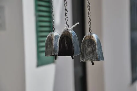 Three small bells waiting in the air Stock Photos