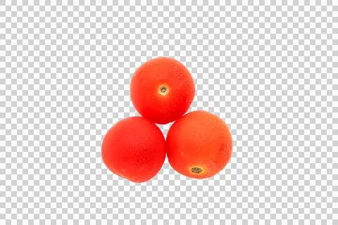 Three small cherry tomato isolated on the transparent background Stock Photos