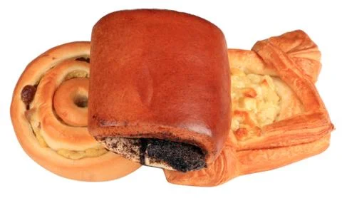 Three small loaf of bread on white background Stock Photos
