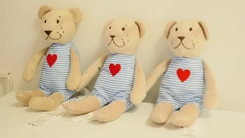 Three small teddy bear Stock Footage 71936789