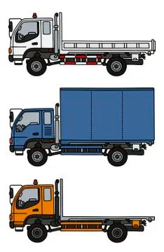 Three small trucks Stock Illustration