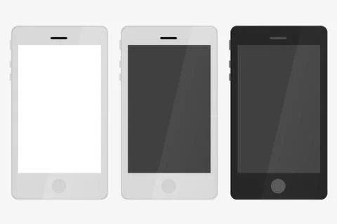 Three smart phone with blank screen isolated Stock Illustration