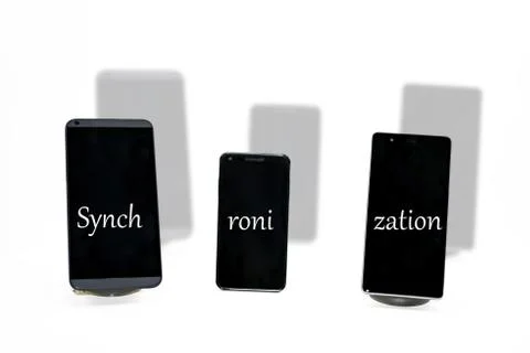 Three smartphones abstract composition. Stock Photos