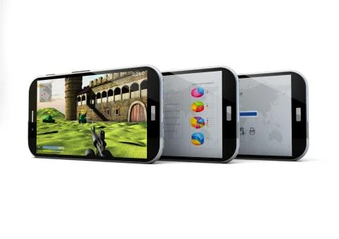 Three smartphones Stock Illustration