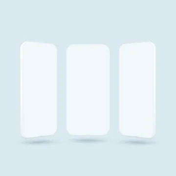 Three smartphones vector mockup. Trendy clay mobile phones template with blan Stock Illustration