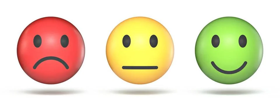 Three smile faces 3D Three smile faces 3D render illustration isolated on ... Stock Photos