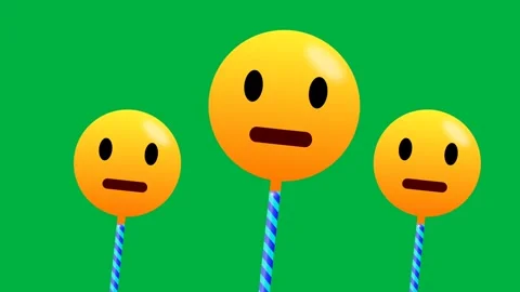 Three smiling emoji in swinging motion isolated on green background. Stock Footage 270451126