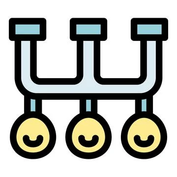 Three smiling faces hanging from pipes Stock Illustration