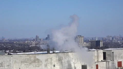 Three Smoke Stacks Stock Footage 47070604