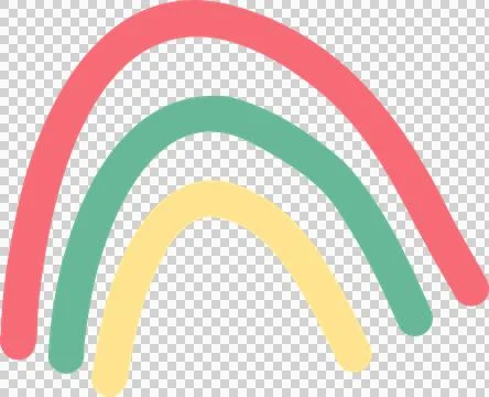 Three smooth pastel arcs are forming stylized rainbow in flat design on Stock Illustration
