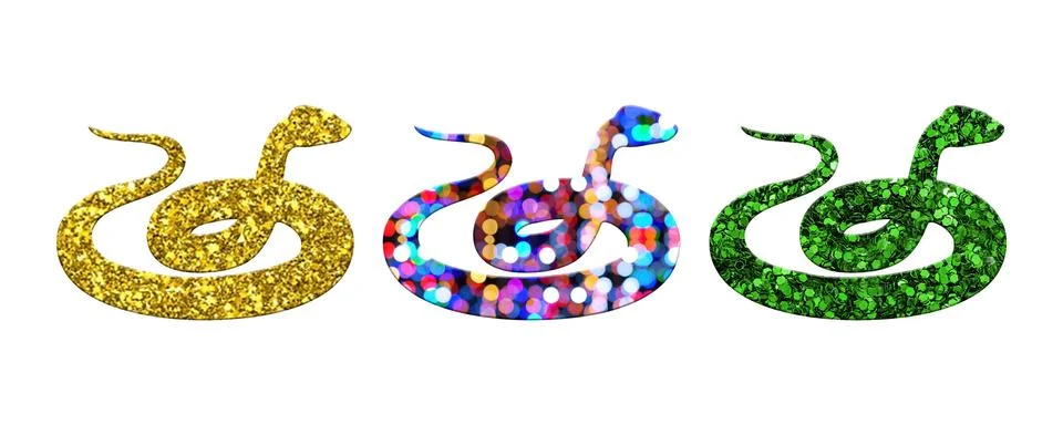 Three snakes with different patterns isolated on a white background Stock Illustration