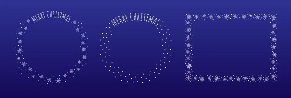 Three snowy christmas frames Illustrazione stock